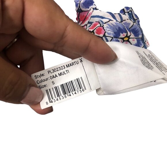 Pepe Jeans Womens Floral Bead Collar Sleeve Trim Button Shirt Size Small - Picture 6 of 7